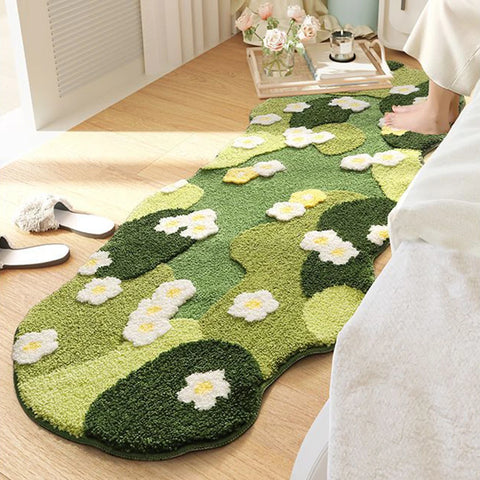 Navak Carpet Nordic 3D Moosteppich Teppich Flauschiger grüner Wald Unregelmäßige Bodenmatte Moosteppich Dreidimensionaler Beflockungs-Schlafzimmerteppich