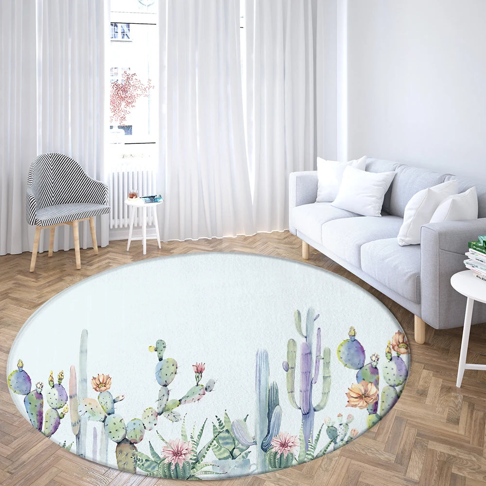 Navak Teppich Home Wohnzimmer Schlafzimmer Badezimmer Bodenmatte Druck Dekorativer Teppich Blume und Vogel Runde Pfingstrose Rose