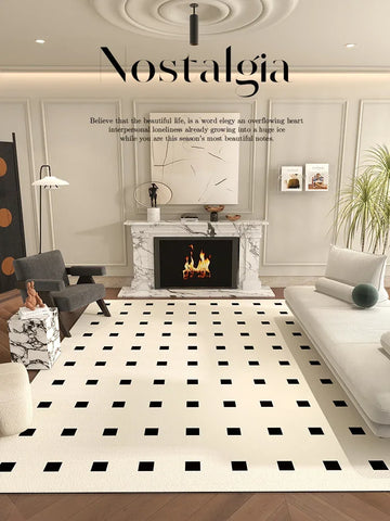Navak Carpet Teppiche im nordischen Stil für Schlafzimmer, flauschig, weich, Wohnzimmerdekoration, Plüschteppich, moderner minimalistischer Arbeitszimmerteppich, dicke karierte Bodenmatte
