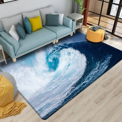 Navak Teppich, Strandwellen, 3D-gedruckte Teppiche für Wohnzimmer, Kinderzimmer, Küchenmatte, Bodenteppiche, moderne Eingangsmatte, Heim- und Badezimmerteppiche