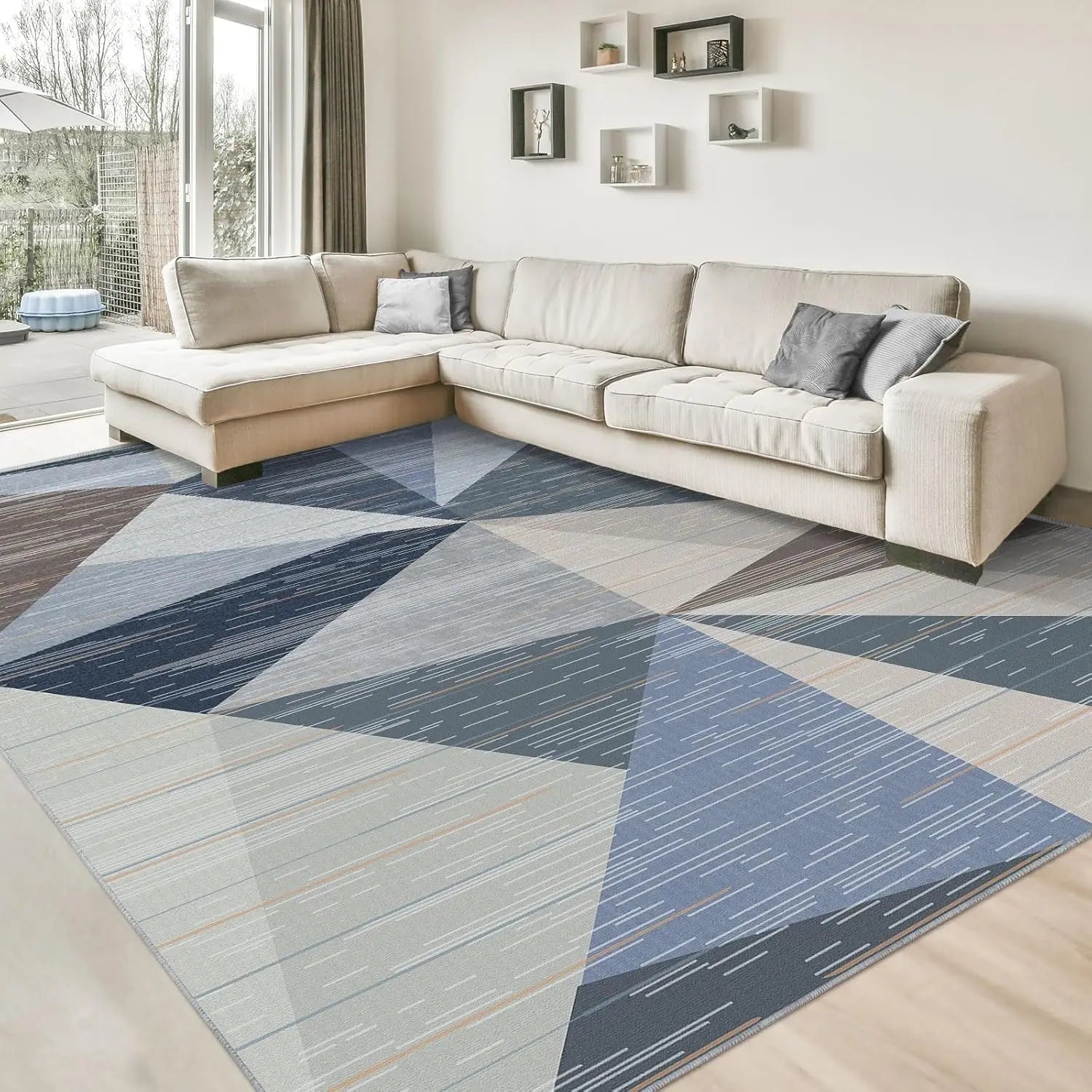 Navak Carpet HOMFINE Waschbarer moderner Teppich – Geometrischer Stil für Wohnzimmer, Schlafzimmer, maschinenwaschbarer Teppich, weich, rutschfest, nicht scheuernd