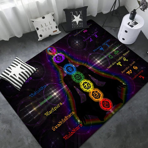 Navak Carpet Rainbow 7 Chakra Mandala Bohemia Yoga Fußmatte, waschbar, rutschfest, für Wohnzimmer, Sofa, Stühle, Bereichsmatte, Küche, Willkommens-Fußmatte