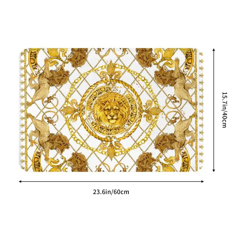 Navak Carpet Luxus Goldener Löwe Europäisches Blumenmuster Vordere Bodentür Eingangsmatten Außen Badezimmer Küche Fußmatte Wohnzimmer Teppich Teppich