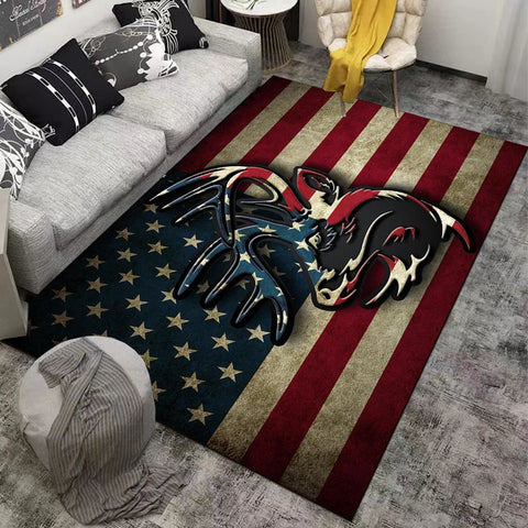 Navak Teppich 15 Größen Flagge Hirsch Muster Teppich Teppich für Wohnzimmer Badezimmer Matte Kreative Fußmatte Teppich für Schlafzimmer Wohnkultur Alfombras Cool