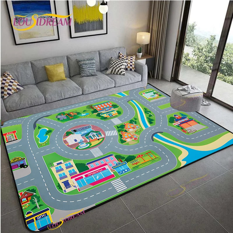 Navak Teppich Alfombra Straßenverkehrsroutenkarte Teppich Wohnzimmer Sofa Couchtisch Schlafzimmer Teppiche Küche Kinderspiel Anti-Rutsch-Bodenmatte Wohnkultur