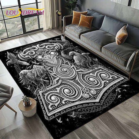 Navak Teppich Odin Viking Symbol Valknut Nordic Valhalla Teppich Teppich für Wohnzimmer Schlafzimmer Home Sofa Dekoration, Bereich Teppich rutschfeste Bodenmatte