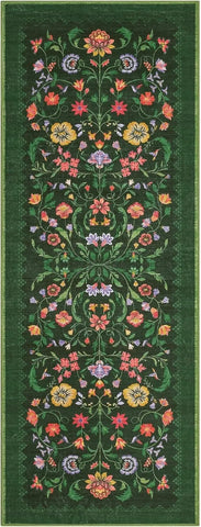 Navak Teppich Läufer für Flur, waschbar, Blumenmuster, langer Teppich, weicher, niedrigfloriger Weihnachtsdekor-Teppich, Schlafzimmer-Bodenmatte, rutschfeste Matten