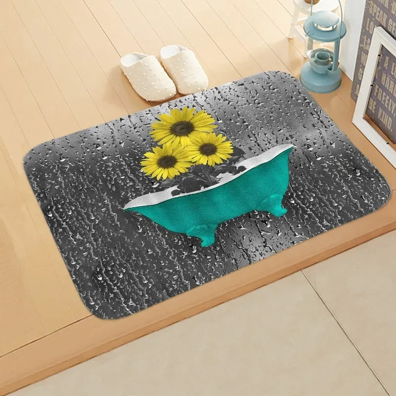 Navak Teppich, Sonnenblumen-Eingangs-Willkommens-Fußmatte, Blumen, Schlafzimmer, Nachttisch-Dekor, Teppich, rutschfest, Badezimmer, Küche, Fußmatten für den Innenbereich