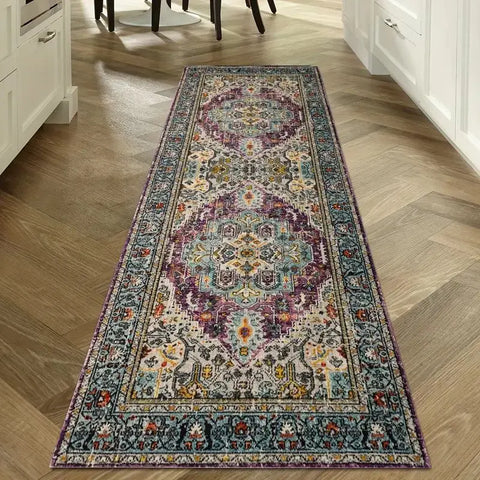 Navak Carpet Exclusive Picks Böhmischer Flurteppich, geometrisches Muster, Kristall-Samt-Bodenmatte, Eingang, Küche, Treppe, langer Teppich, Heimdekoration