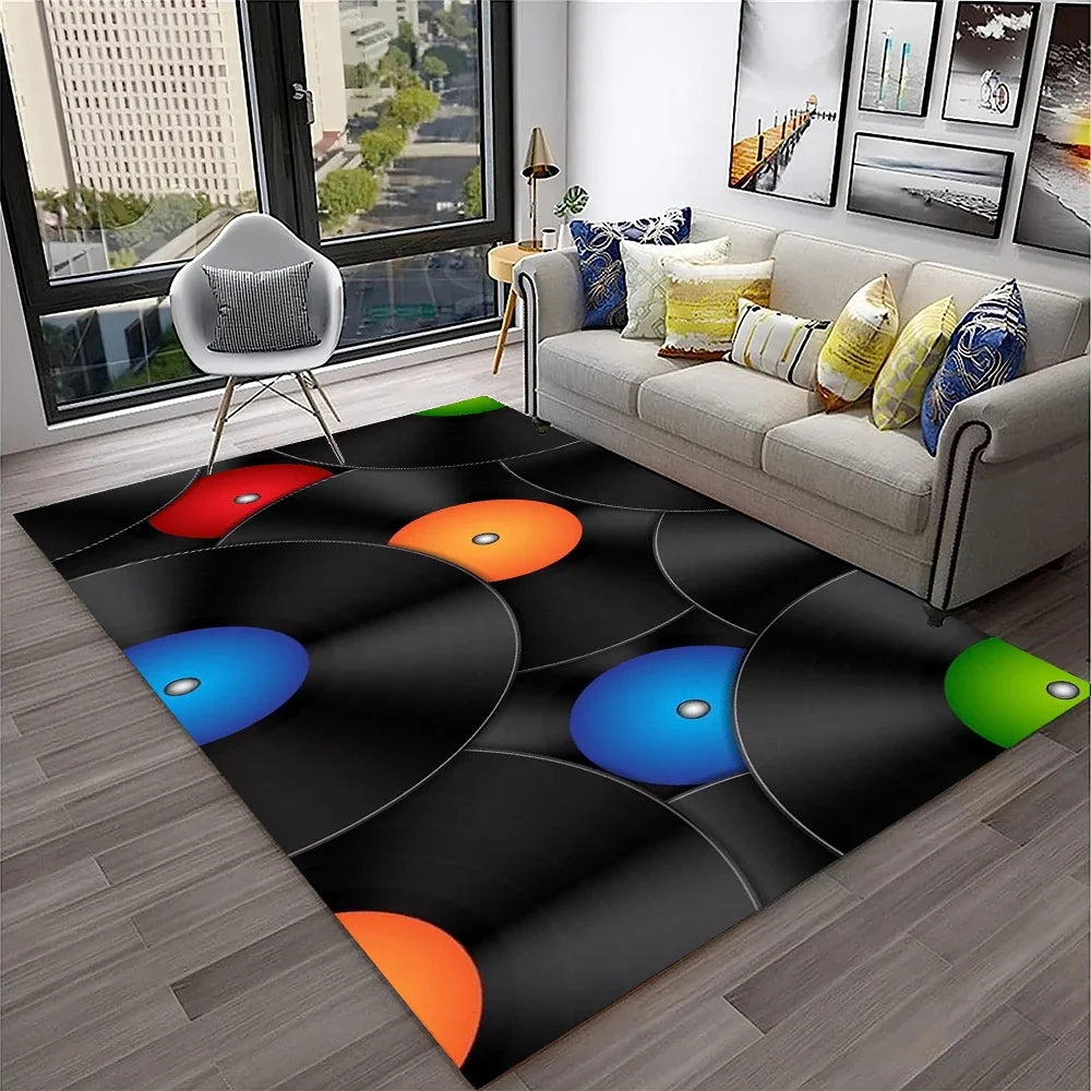 Navak Teppich, 3D-Retro-Vinyl-Schallplatte, Musikkunst, Teppich für Zuhause, Wohnzimmer, Schlafzimmer, Sofa, Fußmatte, Dekoration, Kinderspielbereich, rutschfeste Bodenmatte