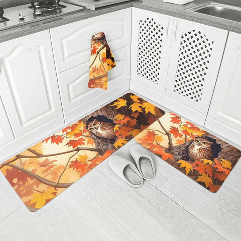 Navak Teppich, Herbst-Eule, Ahornblätter, Küchenmatte, Heimdekoration, Korridor, Balkon, Waschküche, Teppiche, Schlafzimmer, Nachttisch, Bodenmatte, Badezimmer, Türmatte