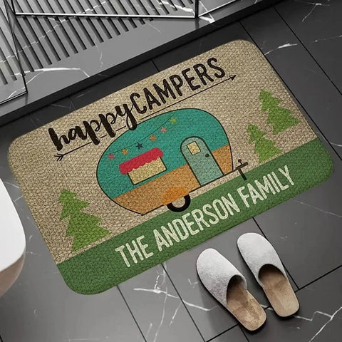 Navak Carpet Happy Campers Teppich, rutschfeste Bodenmatte, maschinenwaschbar, Eingangsteppich für Flur, Schlafzimmer, Küche und Wohnaccessoires, Dekor