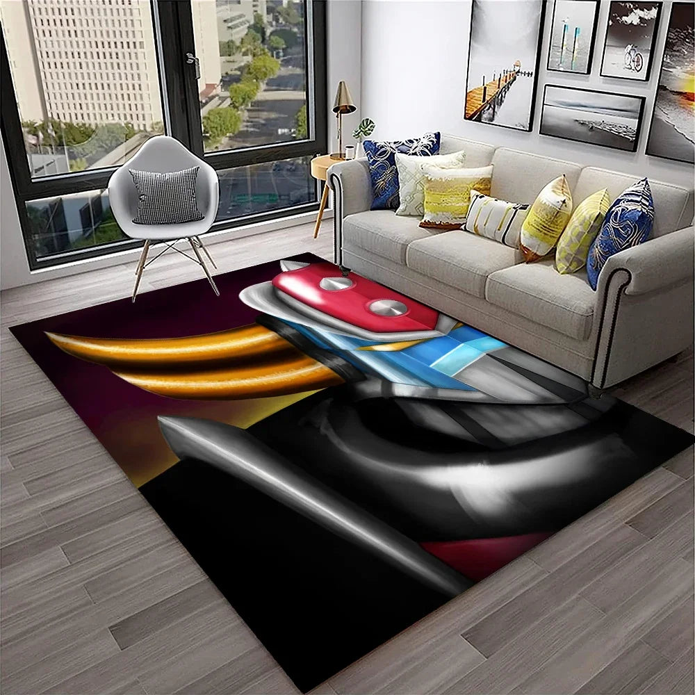 Navak Teppich, 3D-Cartoon-UFO-Roboter Grendizer, Anime-Teppich für Zuhause, Wohnzimmer, Schlafzimmer, Sofa, Fußmatte, Dekor, Kinderbereich, rutschfeste Bodenmatte