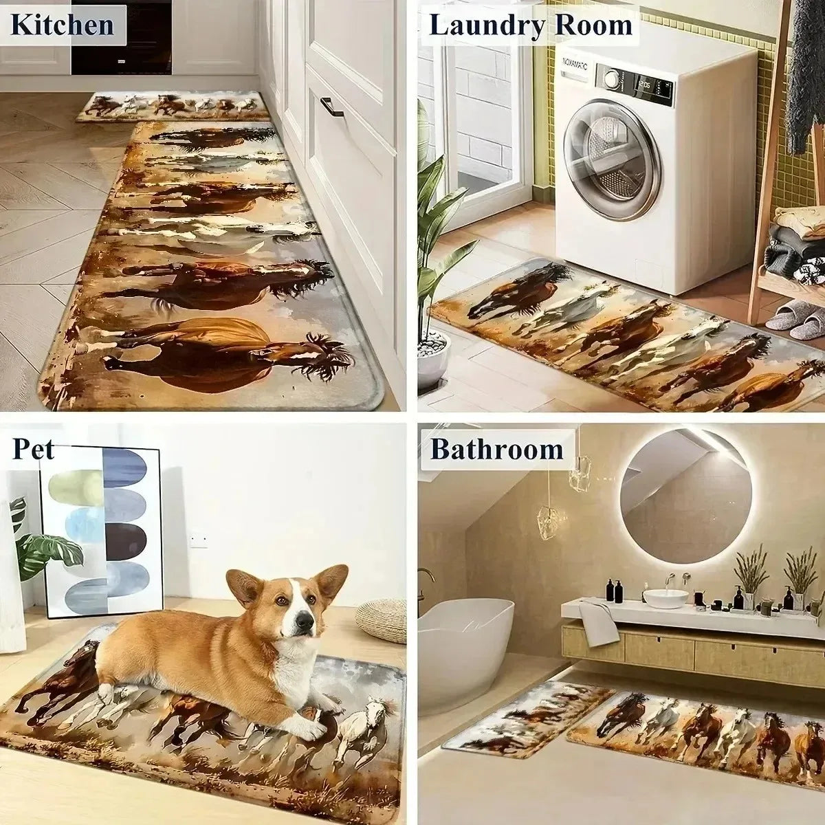 Navak Carpet 1PC Küchenteppich mit Charaktermuster, rutschfeste Fußmatten für Zuhause, Pop-Design, Badezimmerteppiche, Badematte, Teppich für Waschbecken, Wäschedekor