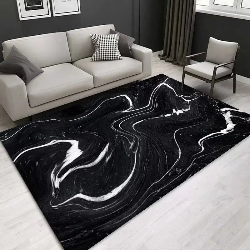 Navak Carpet Teppich mit Marmormuster – weicher Wohnzimmerteppich, rutschfeste, waschbare Bodenmatte für Schlafzimmer, Nachttisch, moderne Wohnkultur