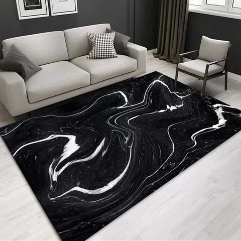 Navak Carpet Teppich mit Marmormuster – weicher Wohnzimmerteppich, rutschfeste, waschbare Bodenmatte für Schlafzimmer, Nachttisch, moderne Wohnkultur