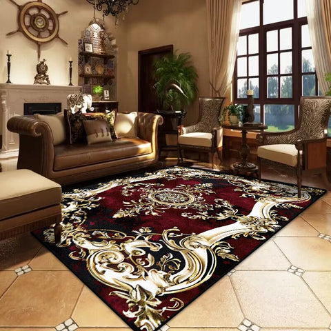 Navak Carpet Retro European and American Style Large Room Rugs Non-slip Soft Sofa Table Mat Foldable Easy Clean Carpet for Live Room Washable