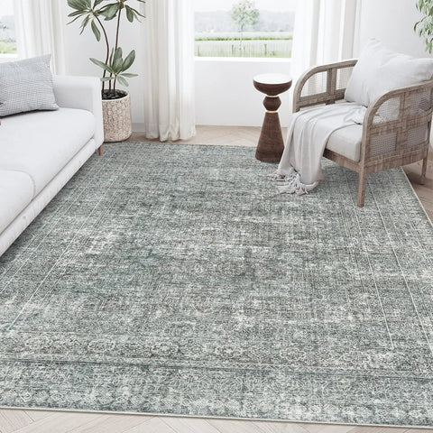 Navak Carpet zesthomeArea Rugs - Ultradünner, waschbarer Teppich, schmutzabweisender Teppich mit rutschfester Rückseite für Wohnzimmer, Schlafzimmer, Vintage Home De