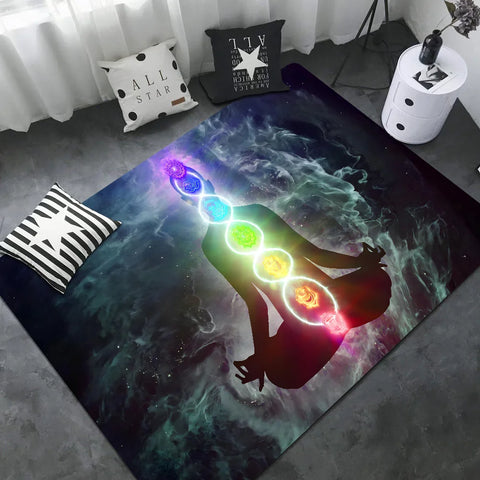 Navak Carpet Rainbow 7 Chakra Mandala Bohemia Yoga Fußmatte, waschbar, rutschfest, für Wohnzimmer, Sofa, Stühle, Bereichsmatte, Küche, Willkommens-Fußmatte
