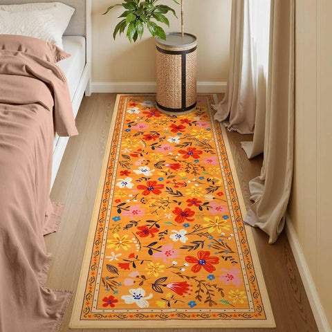 Navak Carpet Exclusive Picks Läuferteppich für den Flur, Blumenmuster, 5,1 x 15,2 cm, waschbar, rutschfest, für den Sommerbereich in der Küche, als Dekoration für Bauernhaus, Schlafzimmer, Zuhause, Eingangsbereich