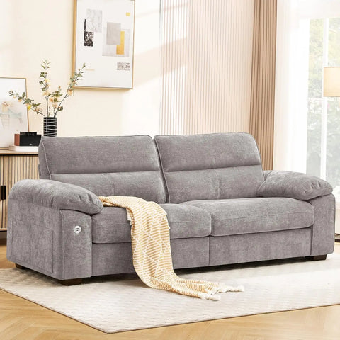Navak Carpet 92" Modernes Sofa für das Wohnzimmer, tiefe Sitzfläche aus Chenille mit Schnellladeanschluss und abnehmbaren, waschbaren Kissen, Kissen-Armlehne