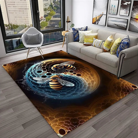Navak Teppich, süße Biene, Honigbiene, Insekten-Cartoon, 3D-Teppich für Zuhause, Wohnzimmer, Schlafzimmer, Sofa, Fußmatte, Dekor, Kinderbereich, Teppich, rutschfeste Bodenmatte