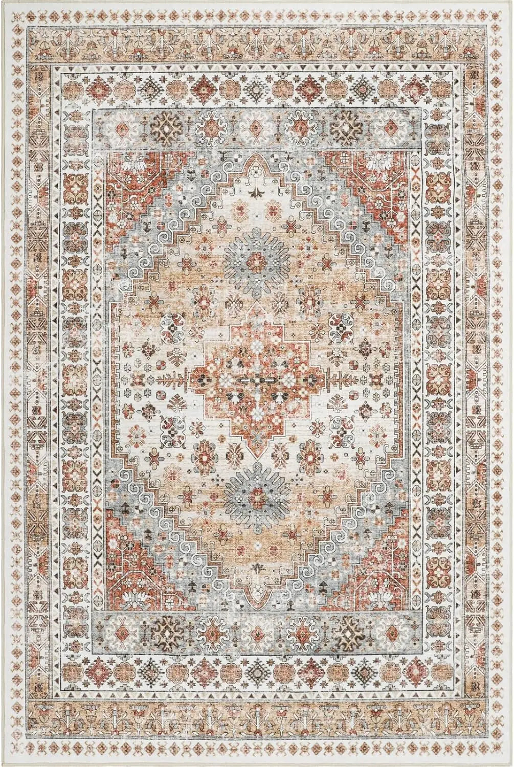 Navak Carpet zesthomeArea Rugs - Ultradünner, waschbarer Teppich, schmutzabweisender Teppich mit rutschfester Rückseite für Wohnzimmer, Schlafzimmer, Vintage Home De