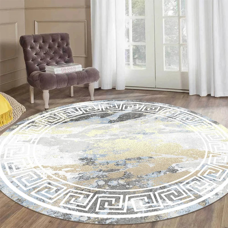 Navak Teppich, luxuriöser Stil, runder Teppich, Wohnzimmer, weiß, schwarz, grün, Marmormuster, Zimmerteppiche, waschbar, rutschfest, Dekor-Fußmatten für Schlafzimmer