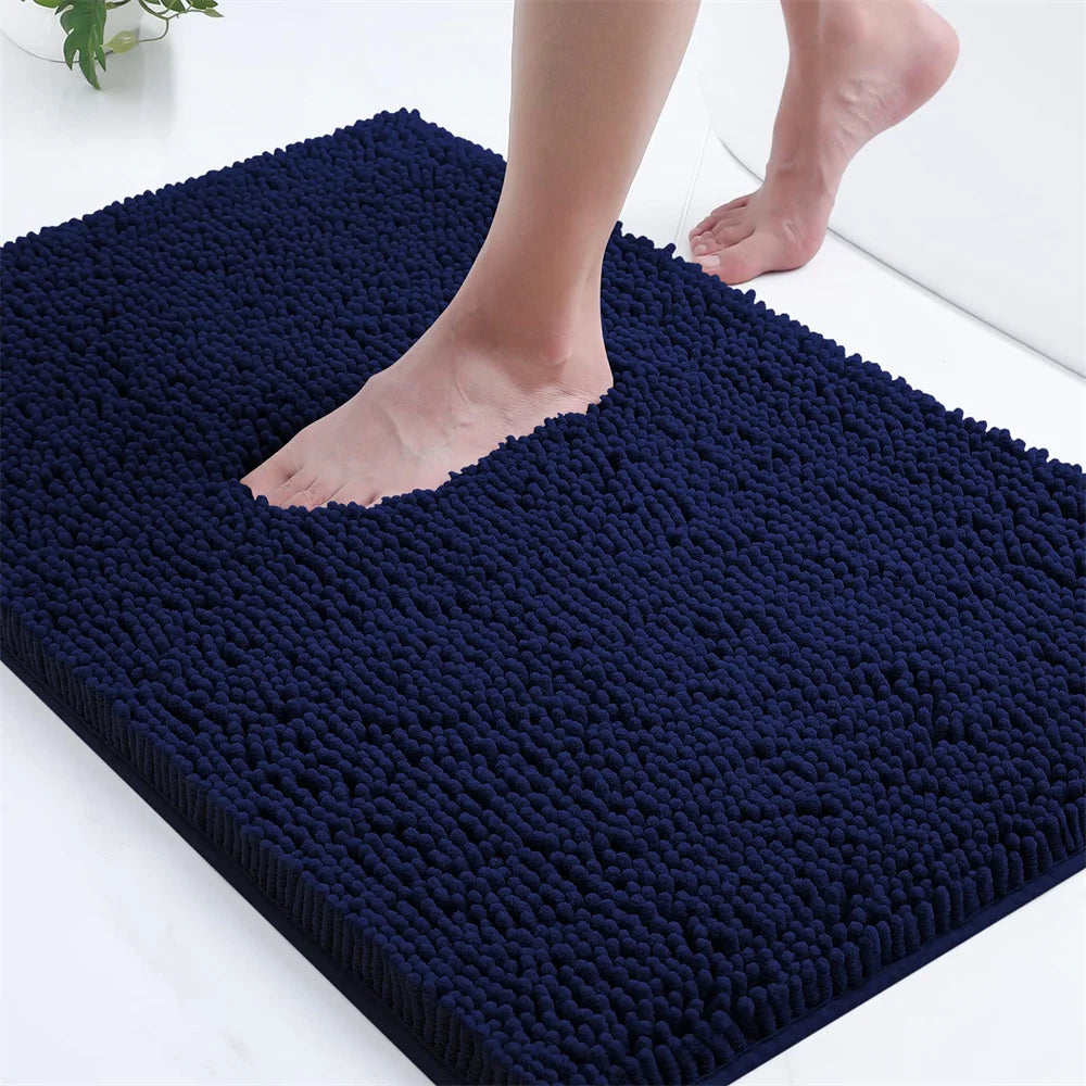 Navak Carpet Olanly Chenille-Badezimmerteppich, extra weich, zottelige Badematte, rutschfeste Badezimmer-Bodenmatte, wasserabsorbierende Plüsch-Mikrofaser-Teppiche für die Dusche