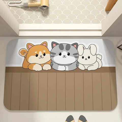 Navak Carpet Cute cartoon dog pattern bathroom absorbent carpet kitchen home decoration bedroom living room entrance door floor mat