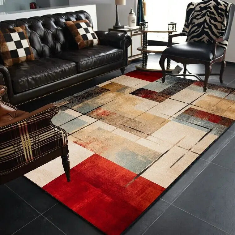 Navak Carpet Abstract Geometric Large Rugs for Living Room Nordic Retro Room Decoration Home Mats Non-slip Washable Bedroom Cloakroom Carpet