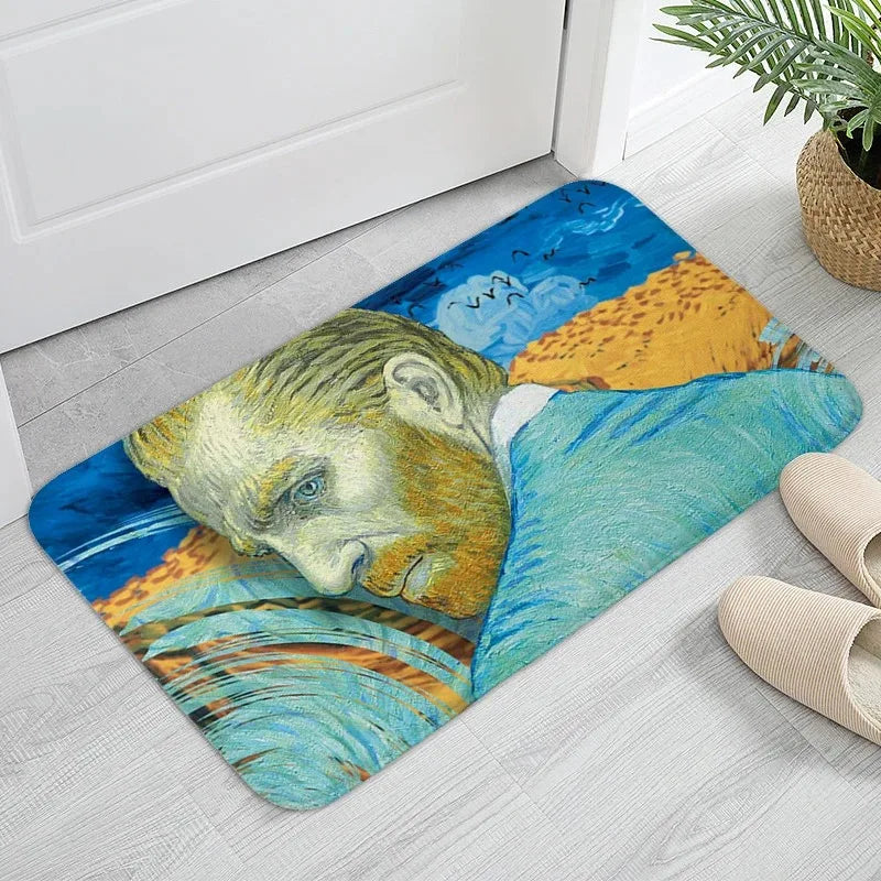 Navak Teppich MINOSO Van Gogh Kunst Fußmatte Ölgemälde Stil Teppich Bodenmatte Willkommensmatte Türmatte Eingang Küche Teppich Outdoor Teppich Anime Teppich