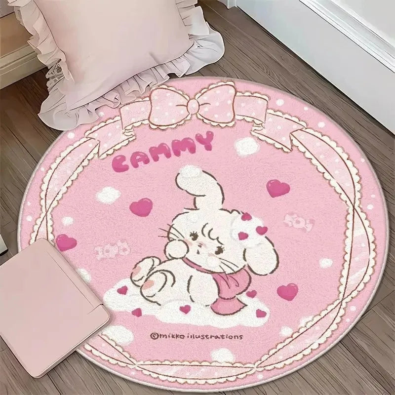 Navak Carpet Daily Picks DISNEY Kawaii Mikko Mousse Runde Matte Souffle Cammy Latte süßer Nachttisch Wohnzimmer Schlafzimmer Teppich Bodendekor Mädchen Teppich