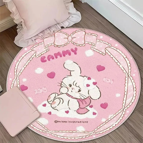 Navak Carpet Daily Picks DISNEY Kawaii Mikko Mousse Runde Matte Souffle Cammy Latte süßer Nachttisch Wohnzimmer Schlafzimmer Teppich Bodendekor Mädchen Teppich