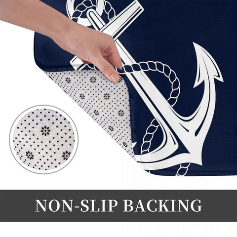 Navak Teppich Anker Nautisch Weiß &amp; Marineblau Anti-Rutsch Fußmatte Bodenmatte Kissen Teppich Teppich für Küche Eingang Zuhause Badezimmer Wohnzimmer Matten