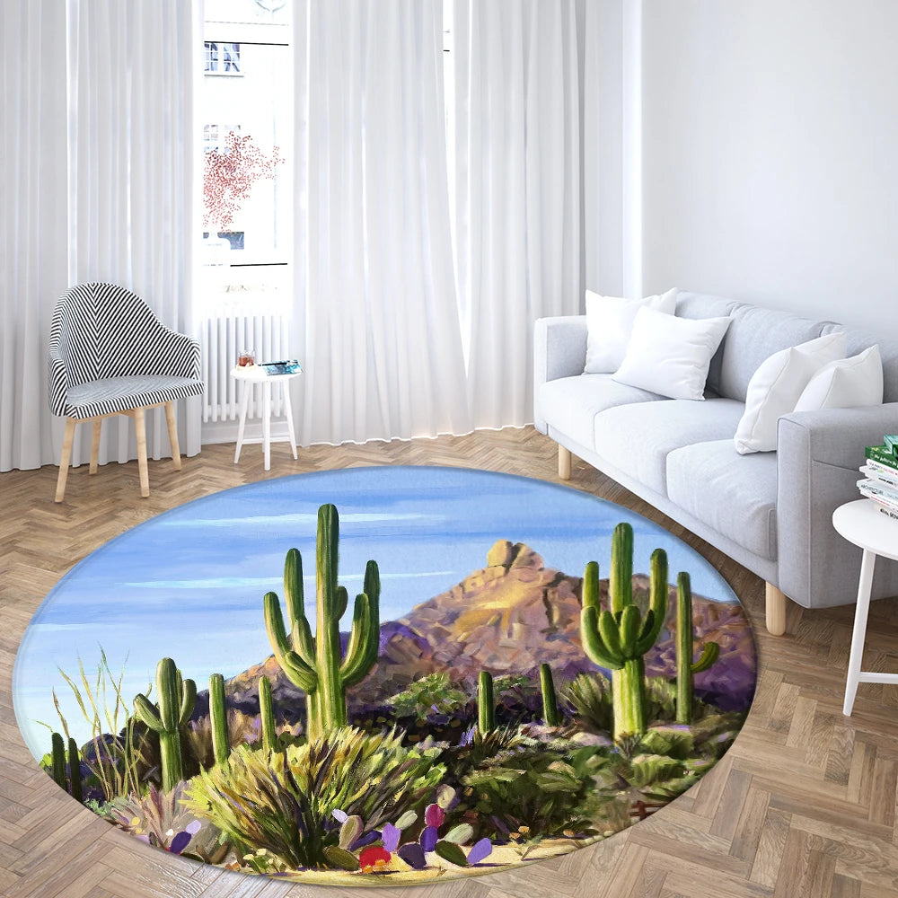 Navak Teppich Home Wohnzimmer Schlafzimmer Badezimmer Bodenmatte Druck Dekorativer Teppich Blume und Vogel Runde Pfingstrose Rose