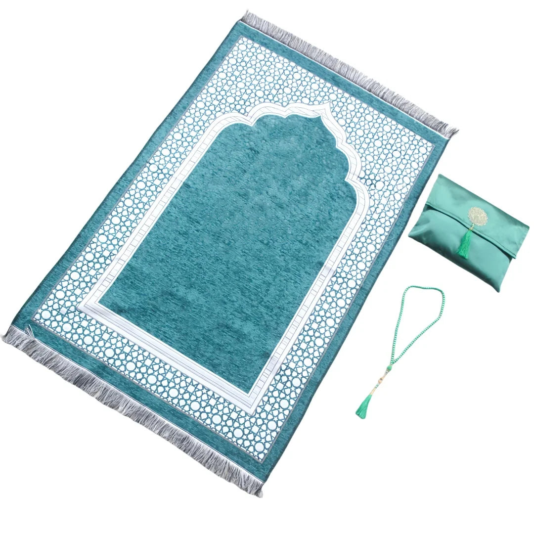 Navak-Teppich, muslimischer Gebetsteppich mit tragbarer Tasche, Perlen, muslimisch für Frauen und Männer, weiche Matte, Islam-Geschenkset, türkisch für Ramadan, Eid, Hadsch, Reisematte