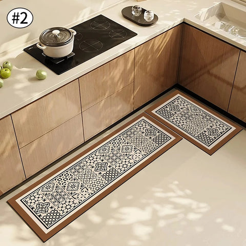 Navak Carpet Exclusive Picks American Light Luxury Wasserabsorbierende, rutschfeste, schmutzabweisende Fußmatte, Vintage-Kristallsamt-Küchentürteppich