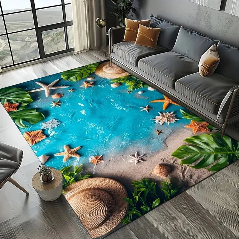Navak Carpet 3D-Strandmuschel-Teppich für Kinderspielbereich und Schlafzimmer, rutschfestes Dekor