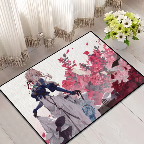Navak Teppich Fußmatte für Evergarden Badezimmer Dekoration Anime Zimmer Violet Dekor Fußmatte Teppich Eingang Willkommen Bad Küche Teppich