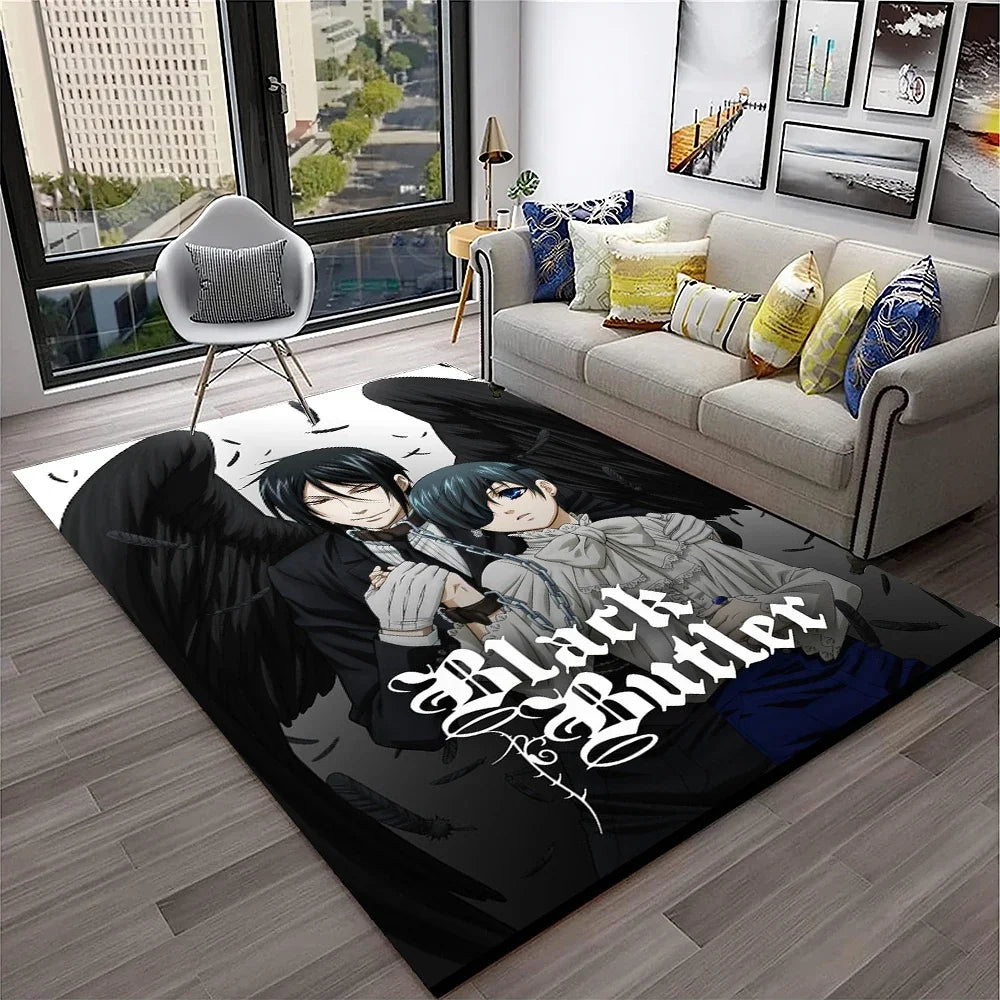 Navak Teppich, 3D-Anime, Black Butler, Cartoon-Teppich für Zuhause, Wohnzimmer, Schlafzimmer, Sofa, Fußmatte, Dekoration, Kinderspielbereich, rutschfeste Bodenmatte