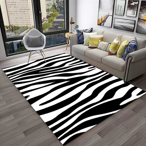 Navak Carpet Exclusive Picks Waschlappen-Teppich, Zebra-Streifen-Teppich, weich und gemütlich, stumm, für Schlafzimmer, Wohnzimmer, Garderobe, Sofa, Nachttisch, Dekoration, Heimdekoration
