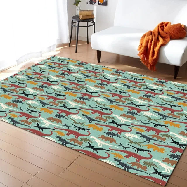 Navak Teppich, Cartoon-Dinosaurier-Teppich, Dino-Teppich, rutschfeste Dinosaurier-Bodenmatte für Spielzimmer, Klassenzimmer, Kinderzimmer-Dekor, Krabbelmatte für Kinder