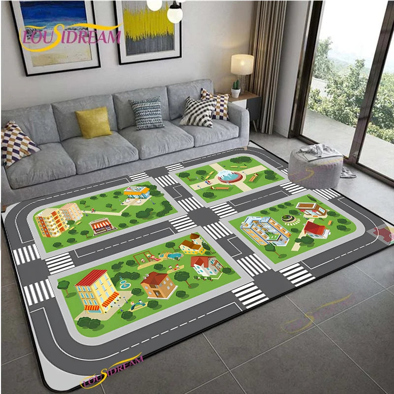 Navak Teppich Alfombra Straßenverkehrsroutenkarte Teppich Wohnzimmer Sofa Couchtisch Schlafzimmer Teppiche Küche Kinderspiel Anti-Rutsch-Bodenmatte Wohnkultur