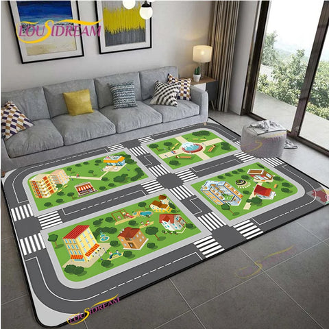 Navak Teppich Alfombra Straßenverkehrsroutenkarte Teppich Wohnzimmer Sofa Couchtisch Schlafzimmer Teppiche Küche Kinderspiel Anti-Rutsch-Bodenmatte Wohnkultur