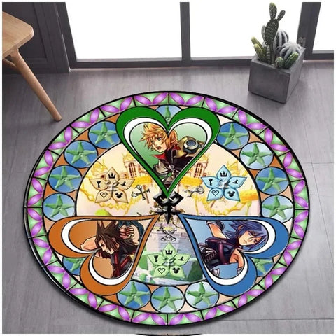 Navak Carpet Daily Picks DISNEY Kingdom Hearts Cartoon-Muster Bereich Teppich Runde Bodenmatte Kind Wohnzimmer Teppich Badezimmer Küche Fußmatte Dekorieren
