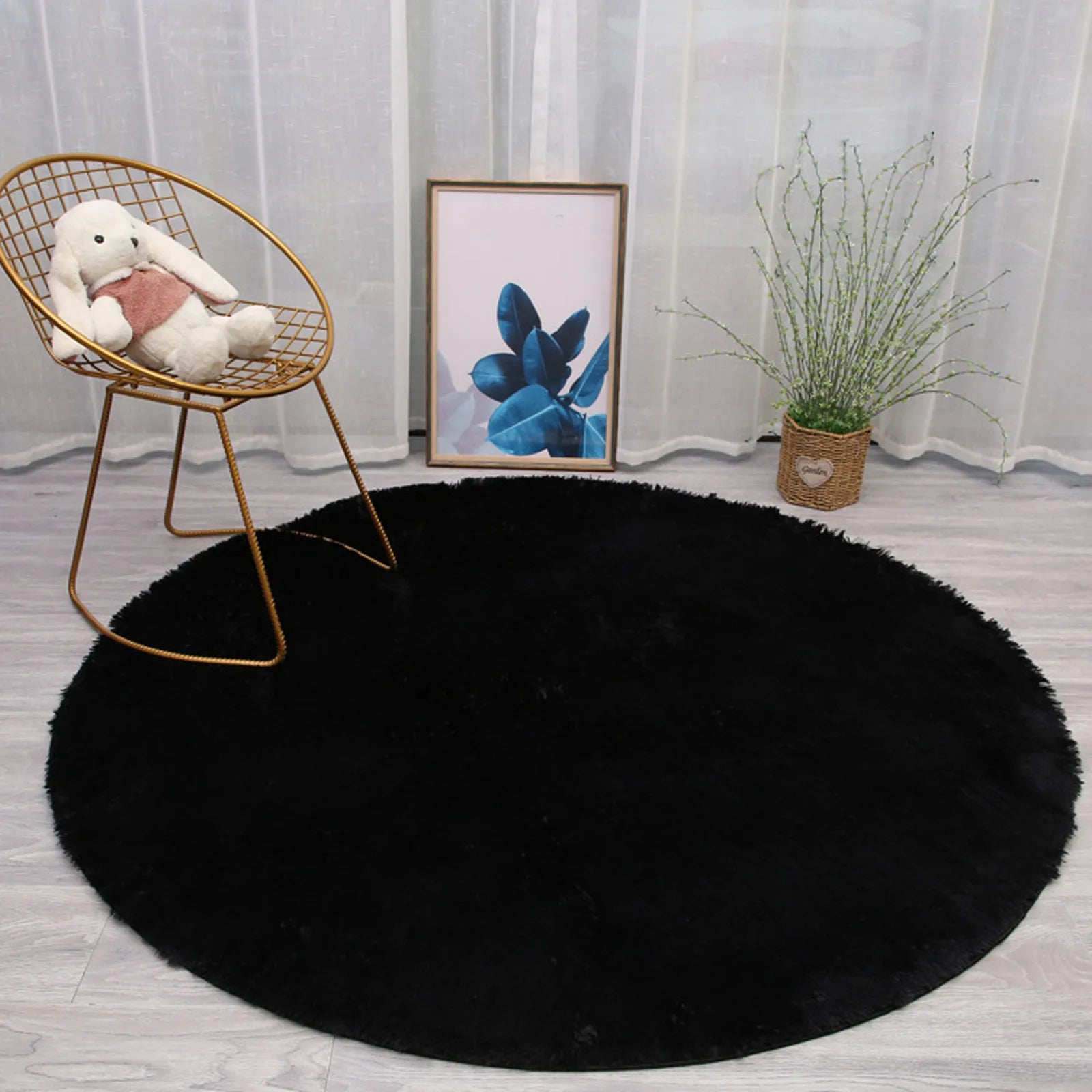 Navak Carpet Wool Imitation Sheepskin Rugs Faux Non Slip Bedroom Shaggy Carpet Mats Multi Color Solid Soft Circular Carpets