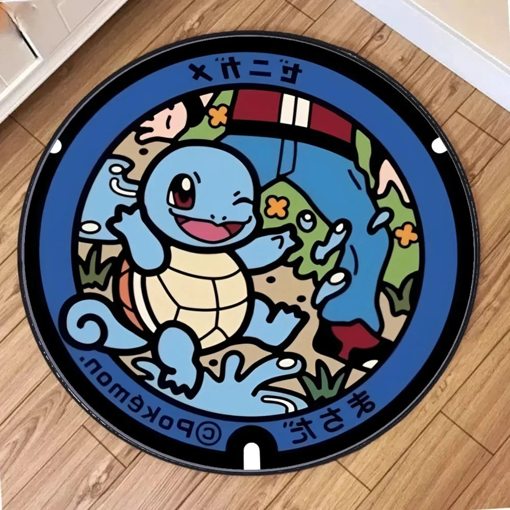 Navak Carpet Daily Picks Cute Pokemon Wartortle Round Rug for Living Room Decor Bedroom Rug Lounge Balcony Sofa Mat Swivel Chair Mat Kids Gift