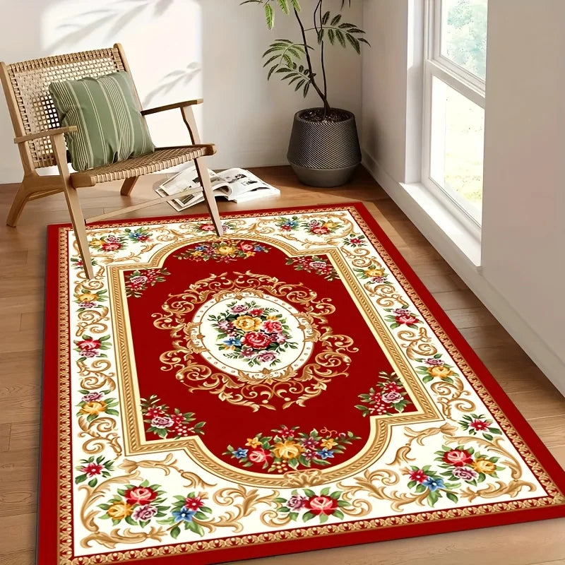 Navak Carpet Bohemian Style Printed Carpet Washable Soft Vintage Anti Slip Non Shedding Artificial Wool Indoor Entrance Dining Rooms