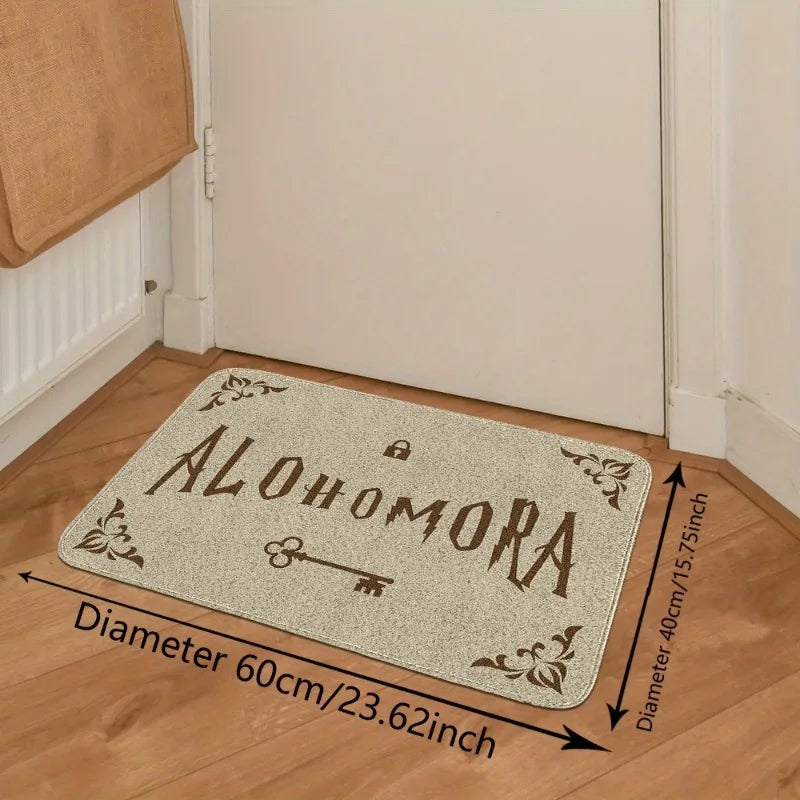 Navak Carpet 1 Stück Fußmatte mit dem Thema „Alohomora Magic Key“, maschinenwaschbar, rutschfester Teppich aus Polyester, modischer und schöner, langlebiger Filzteppich